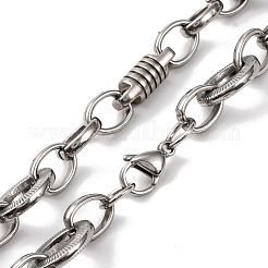 201 Stainless Steel Column and Oval Links Necklace&nbsp;NJEW-F222-20P