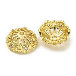 Rack Plating Brass Micro Pave Clear Cubic Zirconia Bead Caps&nbsp;KK-K386-13G