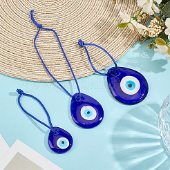 3Pcs 3 Colors Handmade Lampwork and Glass Blue Evil Eye Pendant Decorations&nbsp;HJEW-GF0001-76