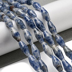 天然ブルースポットビーズ連売り  双円錐形  14~15x6mm  穴：1mm  約25~26個/連  14.57~15.16''（37~38.5センチメートル）&nbsp;G-A223-A06-01