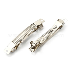 アイアン製ヘアバレッタパーツ  フランスヘアクリップパーツ  プラチナ  78x9x3mm  穴：3mm&nbsp;IFIN-A171-06F