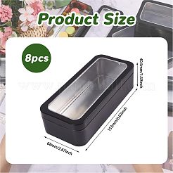 ジュエリーや小物類用の透明窓付き鉄製収納ボックス  長方形  ブラック  15.3x6.8x4.05cm&nbsp;CON-WH0085-256
