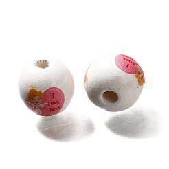 Valentine's Day Element Printed Wood Beads&nbsp;WOOD-R002-01-12