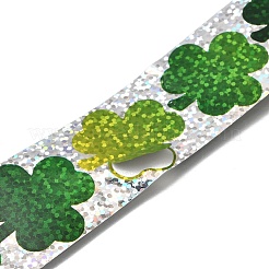 3ロール紙レーザーロールステッカー  粘着紙ギフトタグステッカー  クローバー  グリーン  25~37x25~38mm&nbsp;DIY-FH0010-76