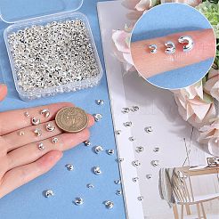 600 個 3 スタイル真鍮つぶし玉カバー  ラウンド  銀  4x3mm  穴：1.5mm&nbsp;KK-SP0001-91A