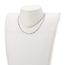 Round Transparent Inside Colours Glass Seed Beaded Necklaces&nbsp;NJEW-JN03362-03