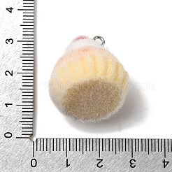 クリスマスフロッキー不透明樹脂ペンダント  プラチナトーンの鉄ループ付き  雪だるま  25x24mm  穴：2mm&nbsp;LS-RESI-F062-04C
