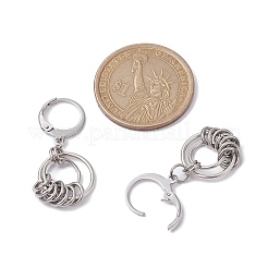 変色しない304ステンレススチール製フレンチフックピアス（女性用）  リング  ステンレス鋼色  32x14mm&nbsp;EJEW-JE05530