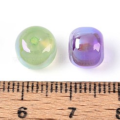 UVメッキ透明樹脂ビーズ  模造キャットアイビーズ  虹色の  コラム  ミックスカラー  7x8.8mm  穴：1mm&nbsp;RESI-ZX018-52