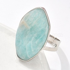 Natural Amazonite Adjustable Ring&nbsp;RJEW-B026-01P