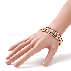 5 個 5 色ガラス シード ビーズ ストレッチ ブレスレット セット女性  ミックスカラー  内径：2-1/4インチ（5.55cm）  1pc /カラー&nbsp;BJEW-JB08618