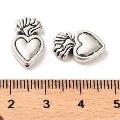 チベット風合金ビーズ  カドミウムフリー＆鉛フリー  ハート  アンティークシルバー  15x10x3.5mm  穴：1.2mm  約537個/1000g&nbsp;FIND-C043-058AS
