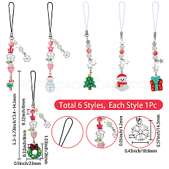 アクリル＆ガラス＆樹脂製携帯ストラップ 6種類 6個  混合図形  134~145mm  1個/スタイル&nbsp;HJEW-SC0002-97