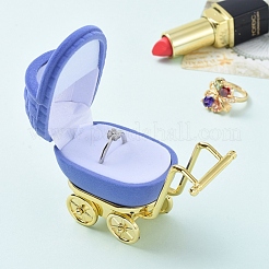 乳母車の形のベルベットのアクセサリー箱  ジュエリー収納ケース  リングイヤリングネックレス用  コーンフラワーブルー  8.5x4.2x6.4cm&nbsp;VBOX-L002-J01
