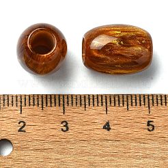 レジンヨーロピアンビーズ  大きな穴バレルビーズ  砂茶色  16x12x12mm  穴：5mm&nbsp;RESI-U008-04E