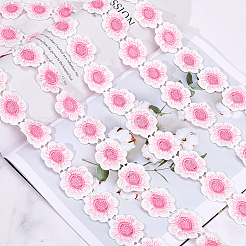 ポリエステルフラワーレースリボン  ウェディングドレスの装飾用の花飾り  ピンク  1-3/8インチ（36mm）&nbsp;OCOR-WH20001-03B
