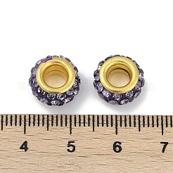 合金ラインストーン粘土パヴェビーズ  ロンデル  ミッドナイトブルー  11.5x6.5mm  穴：5mm&nbsp;ALRI-D300-04G-13