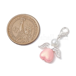Heart Angel Acrylic & Glass Pearl Pendant Decoration&nbsp;X1-HJEW-JM02366