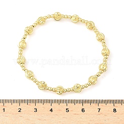 女性と男性のための真鍮の丸いビーズのストレッチブレスレット  ゴールドカラー  内径：2-1/8インチ（5.3cm）&nbsp;LS-BJEW-Z129-01G