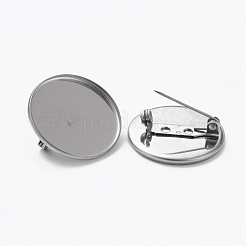Non-Tarnish 304 Stainless Steel Brooch Cabochon Settings&nbsp;X-STAS-L253-010A-P