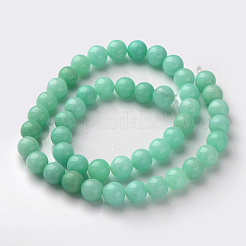 天然＆染め白翡翠ビーズ連売り  模造アマゾナイト  ラウンド  濃い緑  8mm  穴：1mm&nbsp;X-GSR055