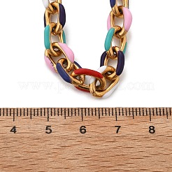 304 Stainless Steel Colorful Enamel Curb Chain Necklaces for Women&nbsp;NJEW-P328-01G