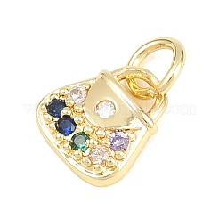 Brass Micro Pave Clear Cubic Zirconia Charms&nbsp;KK-F938-03G
