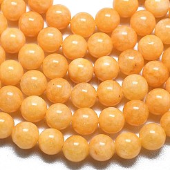 天然石マレーシアジェイドビーズ連売り  染め＆加熱  ラウンド  ゴールド  8~8.5mm  穴：1.2mm  約48個/連  14.96インチ（38cm）&nbsp;G-L645-A01-8mm-10