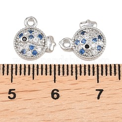 真鍮製マイクロパヴェキュービックジルコニアペンダント  魚のチャーム  プラチナ  11x10x2mm  穴：1.2mm&nbsp;KK-L261-14C-P