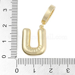 真鍮マイクロパヴェクリアキュービックジルコニアペンダント  長持ちメッキ  文字  U字  19x14.5x4.5mm  穴：8.5x5.5mm&nbsp;KK-M289-01U-G