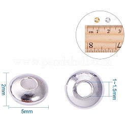 真鍮製スペーサービーズ  ロンデル  ゴールデン＆シルバー  5x2mm  穴：1~1.5mm  200個/カラー  400個/箱&nbsp;KK-PH0034-72