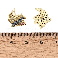 Brass Micro Pave Cubic Zirconia Stud Earrings for Women&nbsp;KK-CBAED06-01G