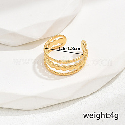 201ステンレススチール製ファッションオープンカフリング（女性用）  休日デートギフト  休暇  ゴールドカラー  内径：16~18mm&nbsp;CU6656