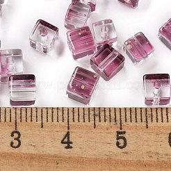塗装ガラスシードビーズスプレー  丸い穴  キューブ  オールドローズ  4~4.5x4~4.5x4~4.5mm  穴：1.4mm  約1800個/ポンド&nbsp;SEED-A034-01H