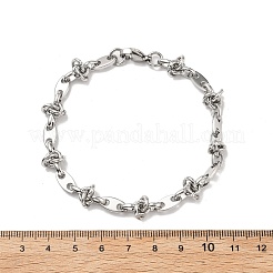304ステンレススチール製オーバルリンクブレスレット（男性用、女性用）  ステンレス鋼色  8-5/8インチ（21.8cm）&nbsp;LS-BJEW-V007-02P