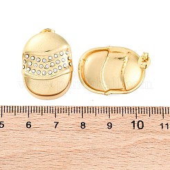 女性用304ステンレススチールラインストーンスタッドピアス  イオンプレーティング（ip）  オーバル  18KGP本金メッキ  25.5x19mm&nbsp;EJEW-L296-018G