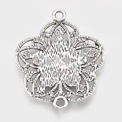 チベットスタイルの合金リンクコネクター  花  鉛フリー＆カドミウムフリー  アンティークシルバー  37x31x3mm  穴：2mm&nbsp;X-TIBEP-T052-30AS-RS