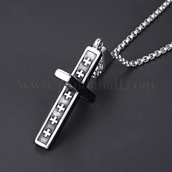 Tibetan Style Alloy Cross Pendant Necklaces&nbsp;PW23033086675