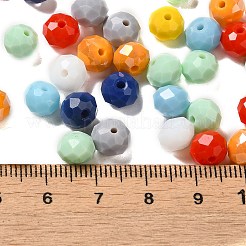 ガラスビーズ  多面カット  ロンデル  ミックスカラー  8x6mm  穴：1mm  約101個/42g&nbsp;LS-EGLA-A034-SM8mm-33