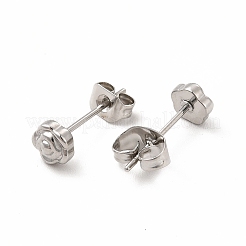 変色しない304ステンレススチール製フラワースタッドピアス（女性用）  ステンレス鋼色  5x5mm  ピン：0.7mm&nbsp;LS-EJEW-C004-04P