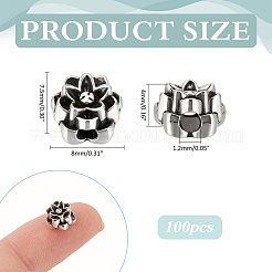チベットスタイルの合金ビーズ100個。  花  アンティークシルバー  7.5x8x4mm  穴：1.2mm&nbsp;FIND-ME0003-26