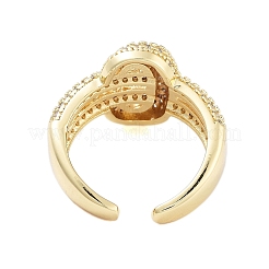 Rack Plating Oval Brass Micro Pave Cubic Zirconia Open Cuff Rings for Women&nbsp;RJEW-B064-06G