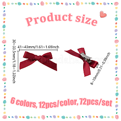 72Pcs 6 Colors Bowknot Polyester Alligator Hair Clips&nbsp;AJEW-GO0002-47