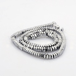 Faceted Square Silver Plated Non-magnetic Synthetic Hematite Beads Strands&nbsp;G-P061-39A