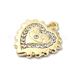 合金ラインストーンペンダント  ハート  ゴールドカラー  20x18x3mm  穴：2mm&nbsp;PALLOY-S188-07G