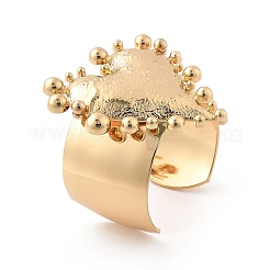 Textured Heart Alloy Open Cuff Bangles for Women&nbsp;BJEW-A027-01G