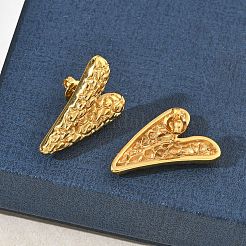 女性用304ステンレススチールスタッドピアス  ハート  イオンプレーティング（ip）  ゴールドカラー  27.5x18.5mm&nbsp;EJEW-K333-12G
