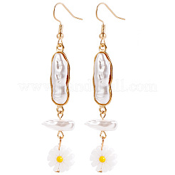 Alloy Imitation Pearl Flower Dangle Earrings&nbsp;FS-WG12CEA-02