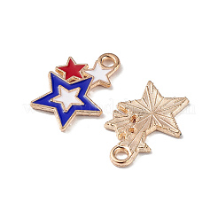 合金エナメルチャーム  ライトゴールド  星のチャーム  カラフル  17.5x12x1.5mm  穴：2mm&nbsp;ENAM-K067-35
