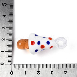 手作りランプワークペンダント  きのこチャーム  ミックスカラー  36.5~38x15~16.5x15.5~16.5mm  穴：4~4.5x3.5~4.5mm&nbsp;LAMP-T025-05M